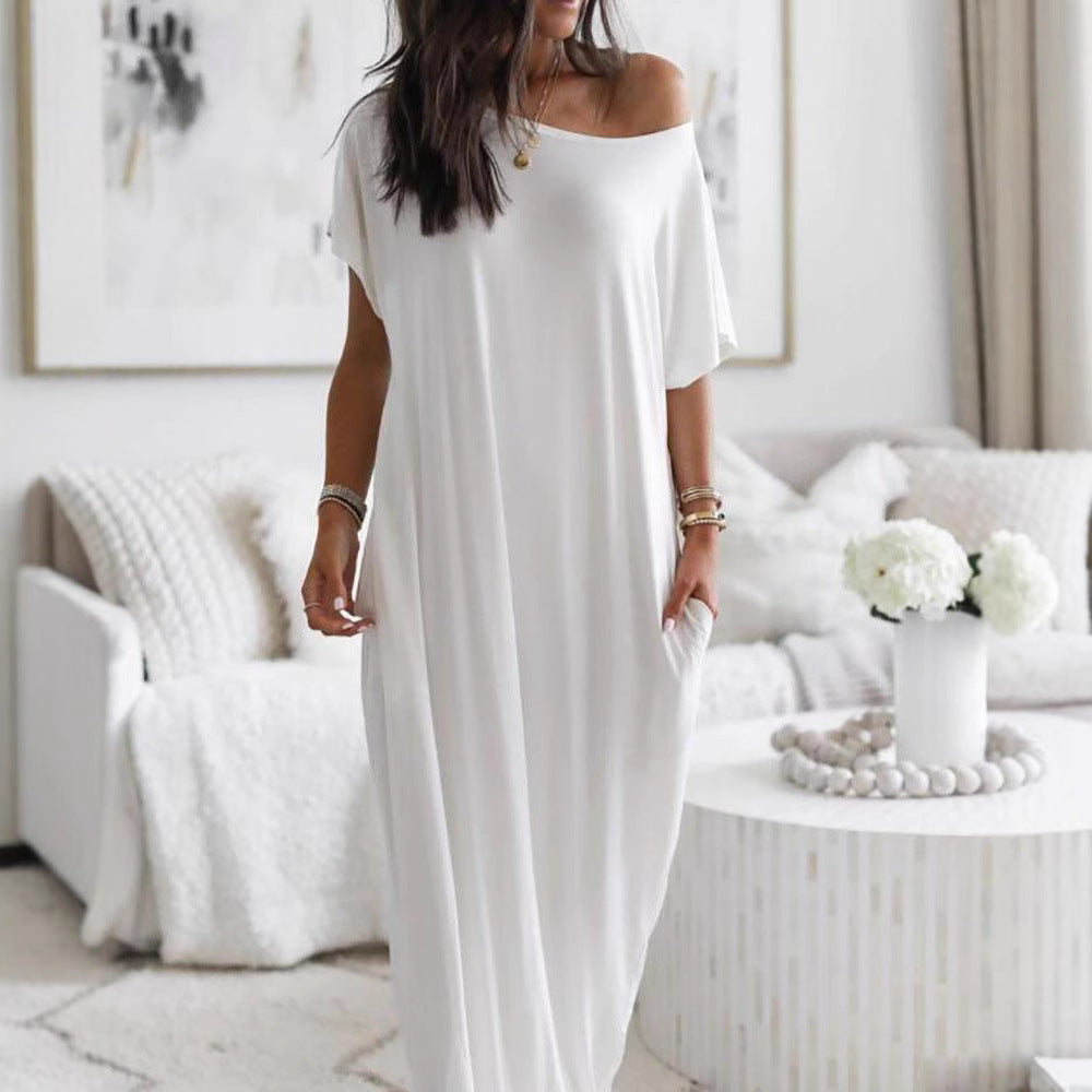 Ladies Loose Maxi Dress with Animal Print and Side Pockets Lisslune