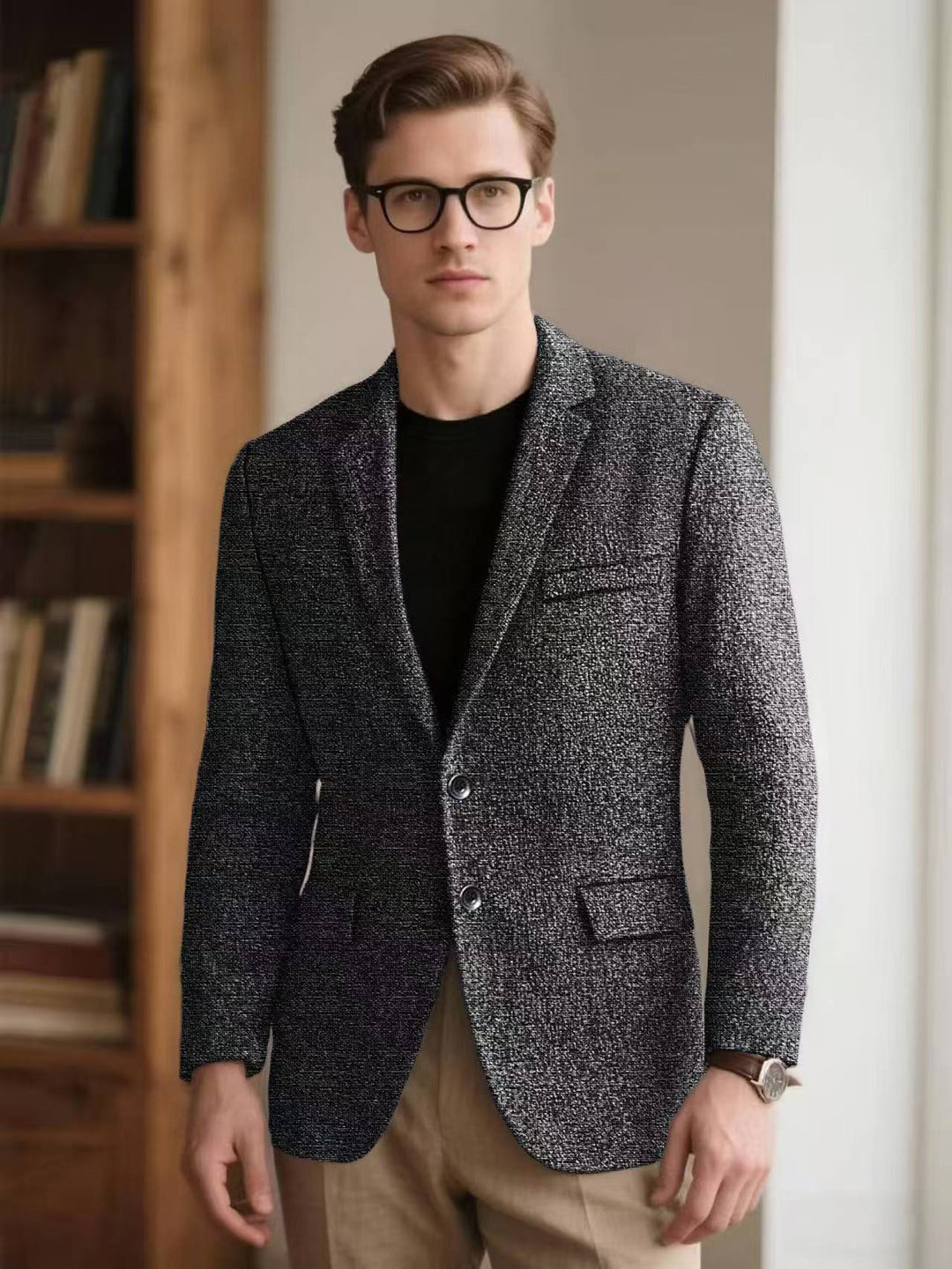 Men's Smart-Casual Blazer with Textured Fabric Lisslune