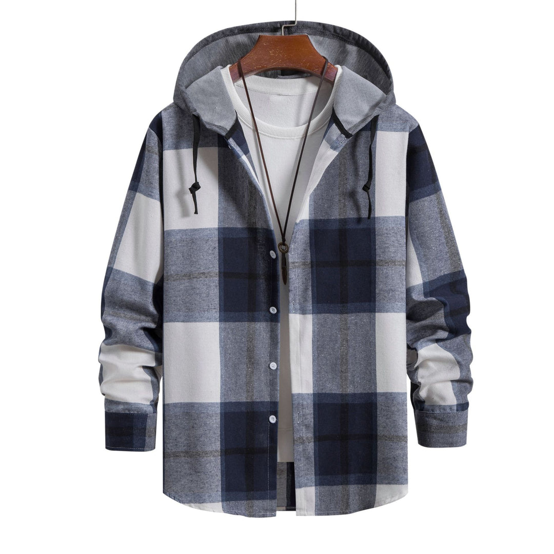 Men's Casual Flannel Jacket with Integrated Hooded Top Lisslune