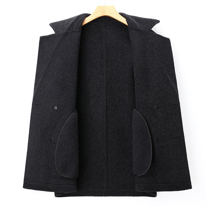Men's Elegant Wool Jacket In Modern Double-Breasted Style Lisslune