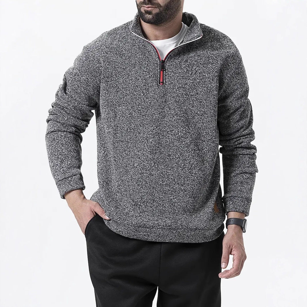 Men's fleece pullover with half zip and textured design Lisslune