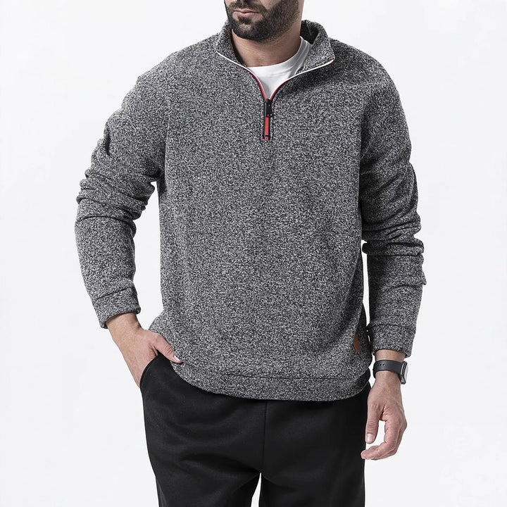 Men's fleece pullover with half zip and textured design Lisslune