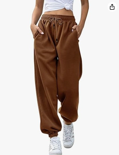 Women's casual sweatpants with high waistband and side zipper pockets Lisslune