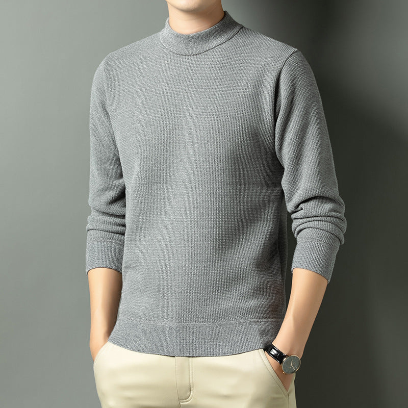 Men's Fine Knit Sweater with High Collar Lisslune