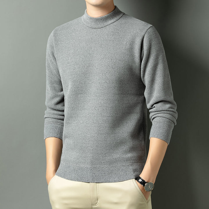 Men's Fine Knit Sweater with High Collar Lisslune