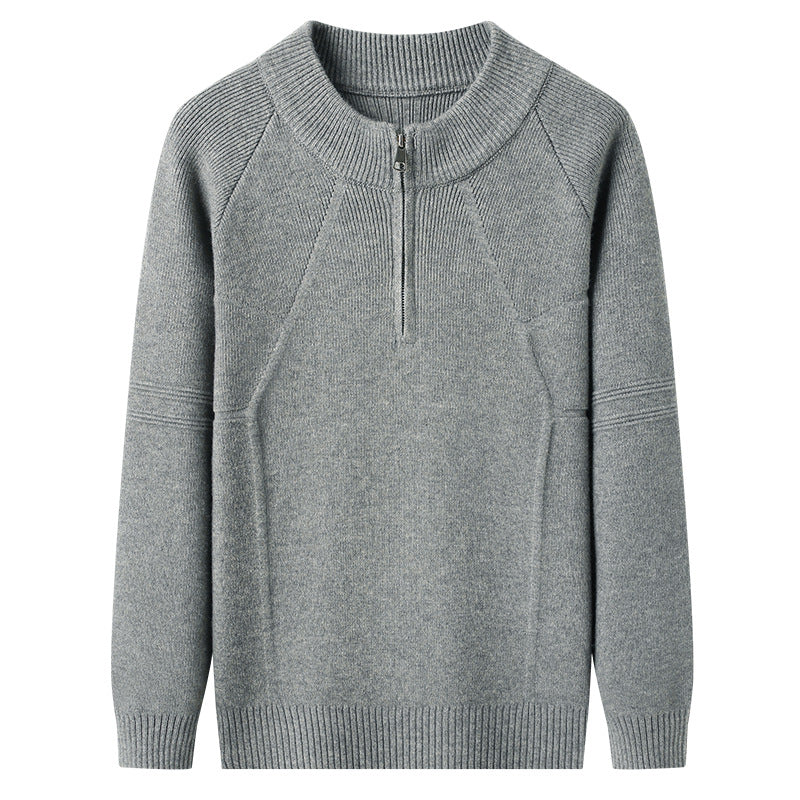 Men's Knit Pullover with Half Zipper and Textured Design Lisslune