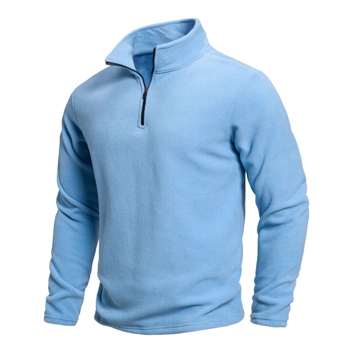 Men's fleece pullover with modern stand-up collar and practical zipper Lisslune