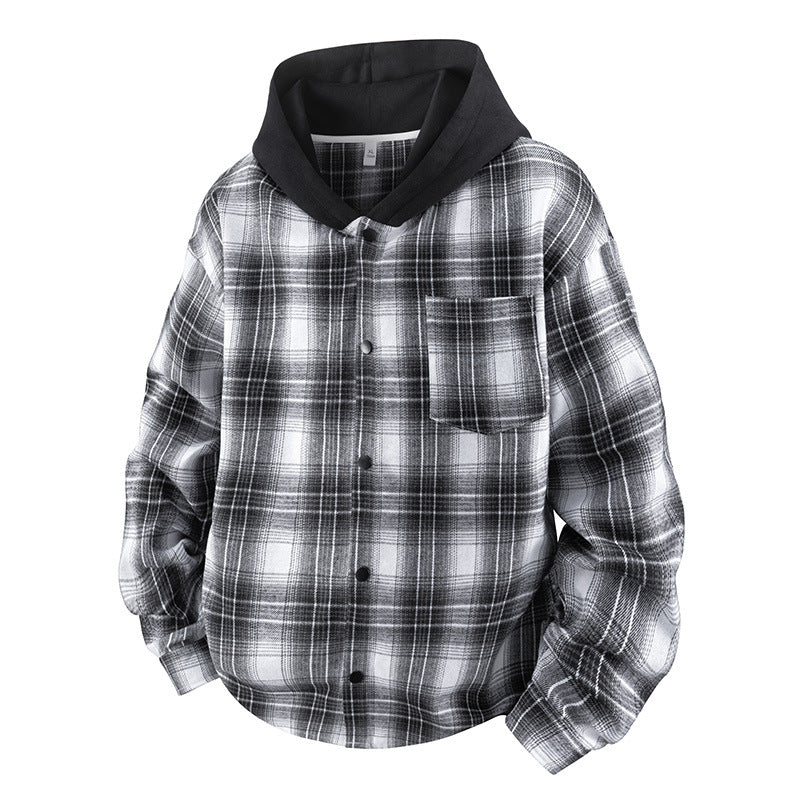 Men's casual shirt jacket with lined hood and check pattern Lisslune