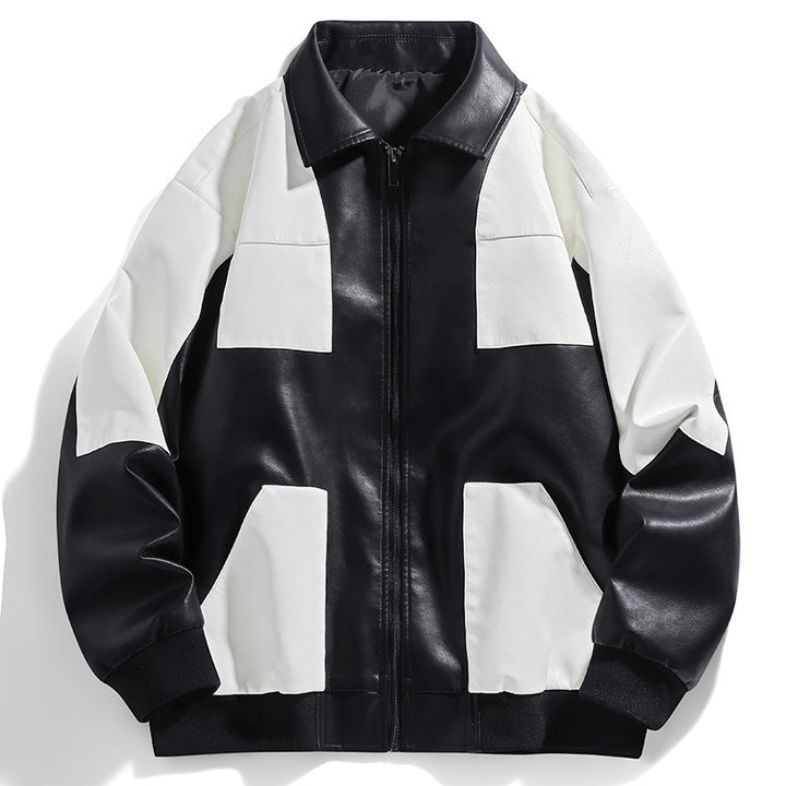 Men's Fashionable Transition Jacket with Contrasting Leather Inserts Lisslune