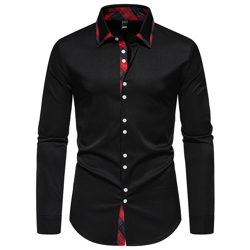 Men's long sleeve shirt with modern check pattern and elegant button placket Lisslune