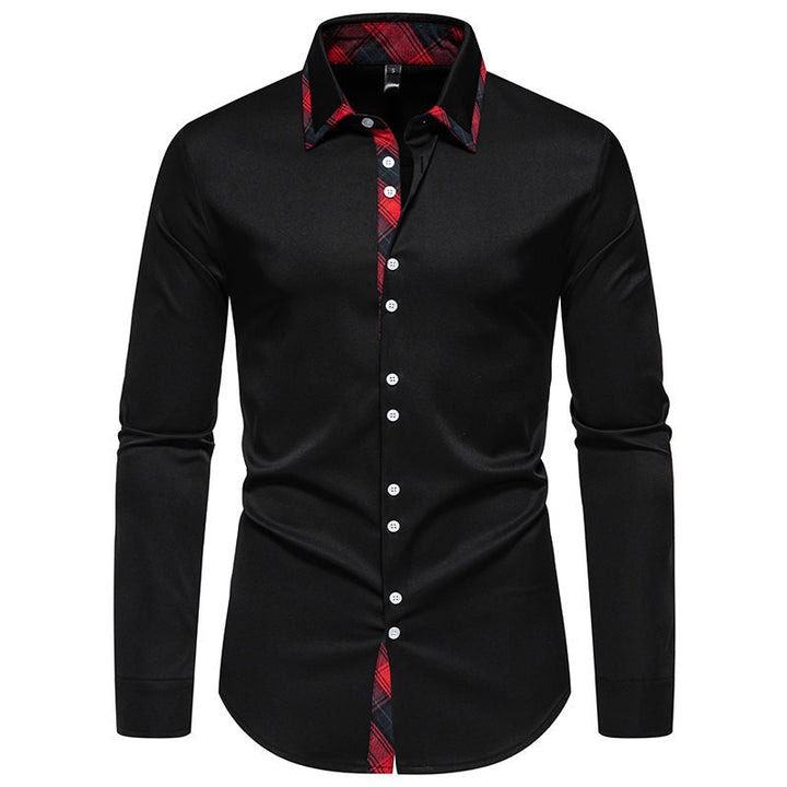 Men's long sleeve shirt with modern check pattern and elegant button placket Lisslune