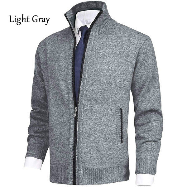 Men's stylish cardigan with high collar and elegant contrast details Lisslune