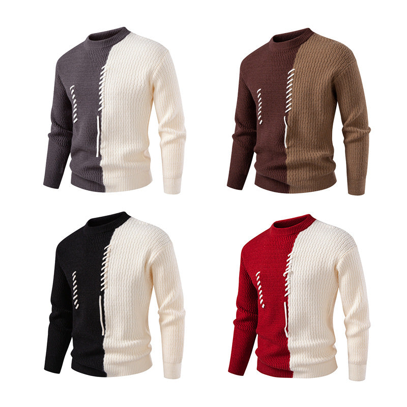 Men's fashionable sweater with innovative structural design and unique decorative stripes Lisslune