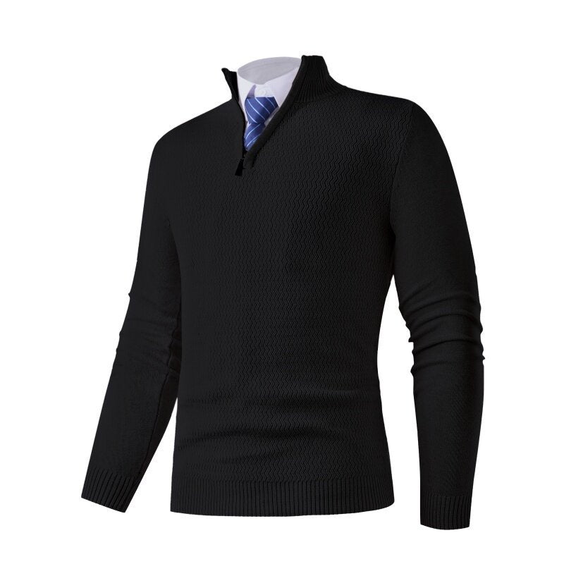 Men's knitted sweater with modern stand-up collar and textured design Lisslune