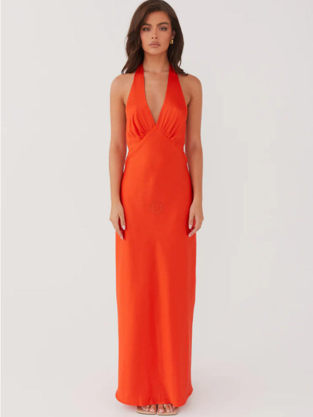 Women Elegant Sleeveless Wedding Dress with Waistband and Flowing Fabric