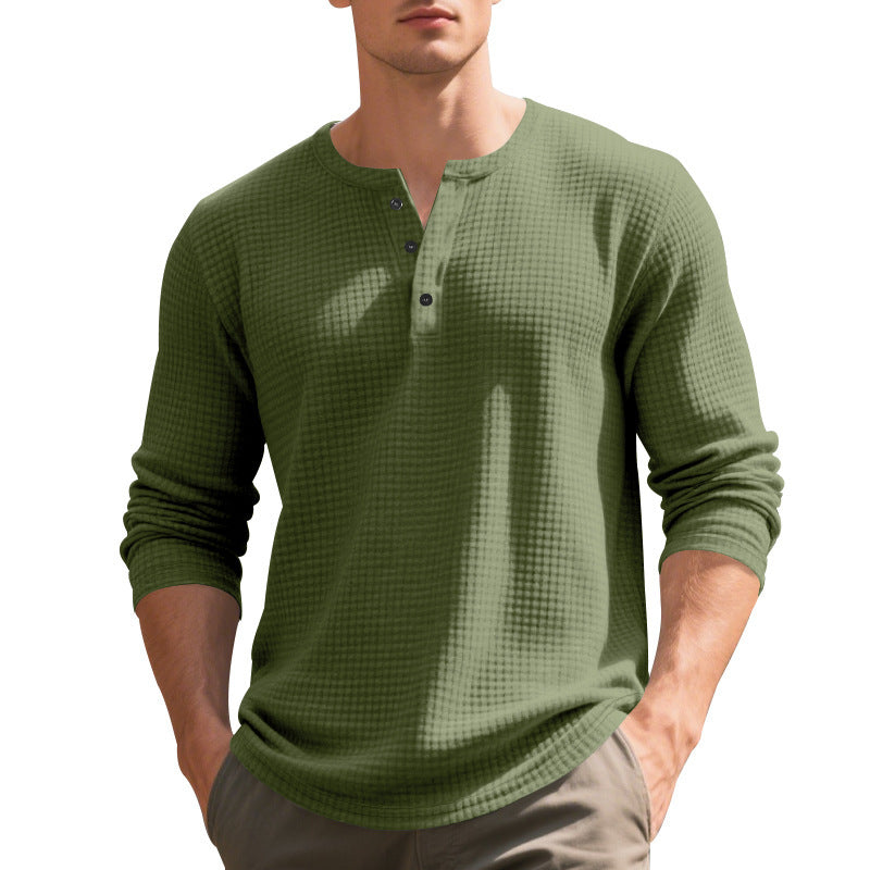 Men's Long Sleeve Shirt with Press Buttons and Textured Design Lisslune