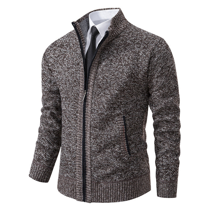 Men's elegant cardigan with high collar and practical zipper Lisslune