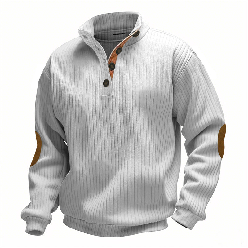 Men's casual knitted sweater with collar and fashionable elbow patches Lisslune