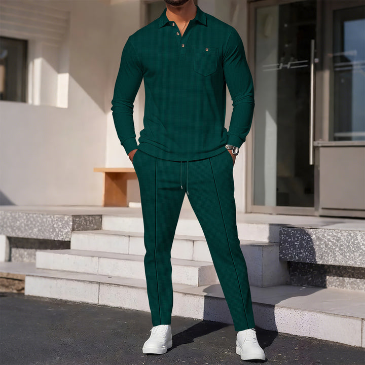 Men's leisure suit with modern structured design and practical button placket Lisslune