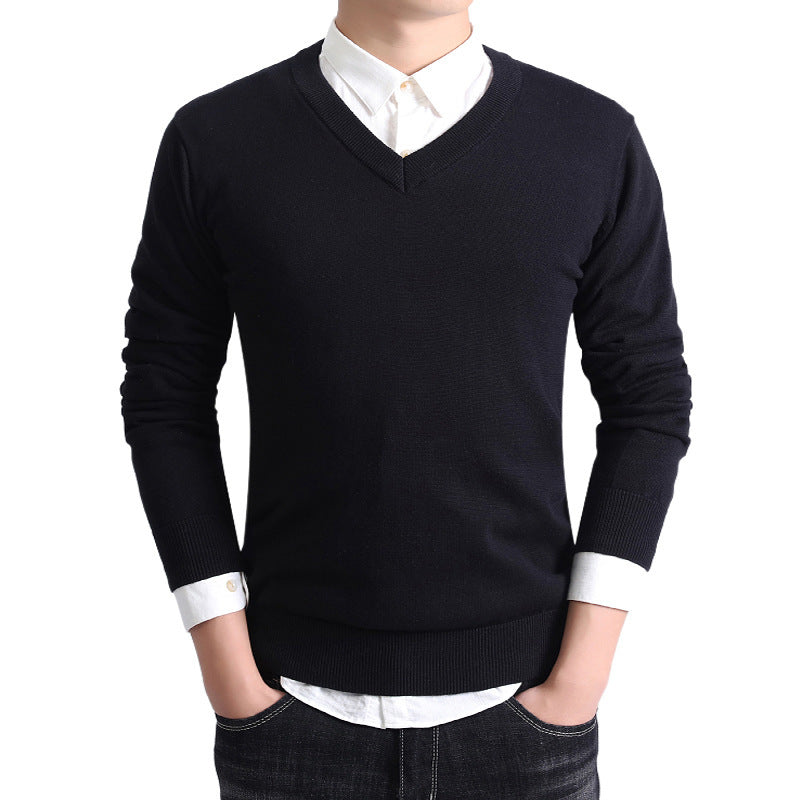Men's fashionable V-neck sweater made of soft cotton Lisslune