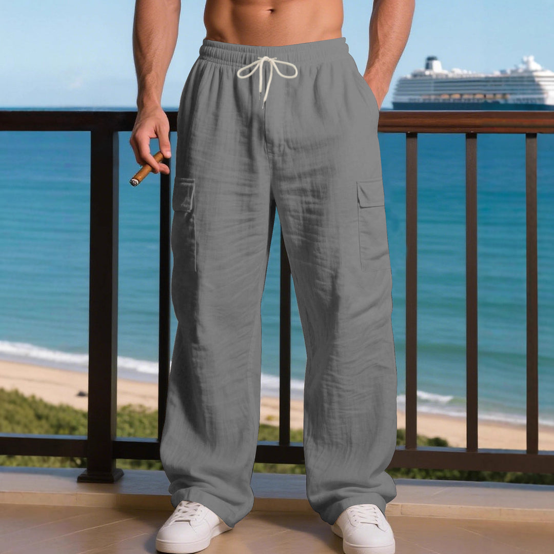 Men's relaxed cargo pants with elastic waistband and practical side pockets Lisslune