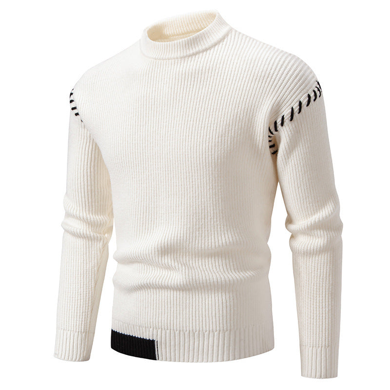 Men's fashionable knit sweater with high collar and unique cable design Lisslune