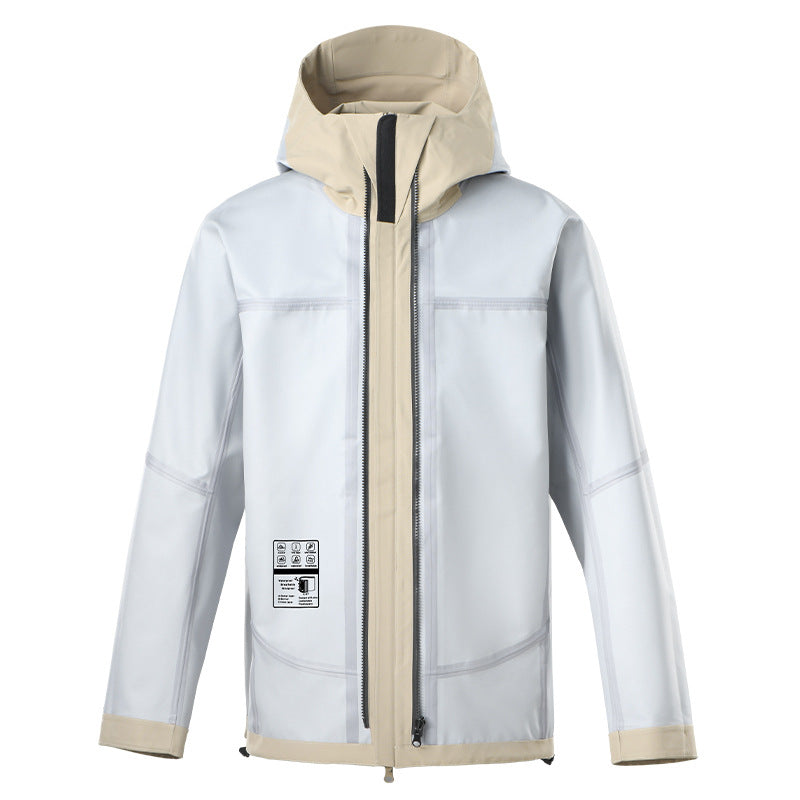 Men's Technical Rain Jacket with Adjustable Hood Collar Lisslune