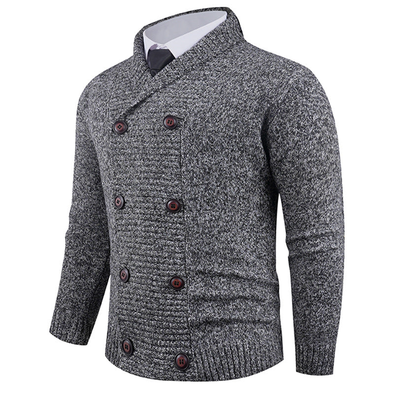 Men's cardigan with double button placket and fine texture Lisslune