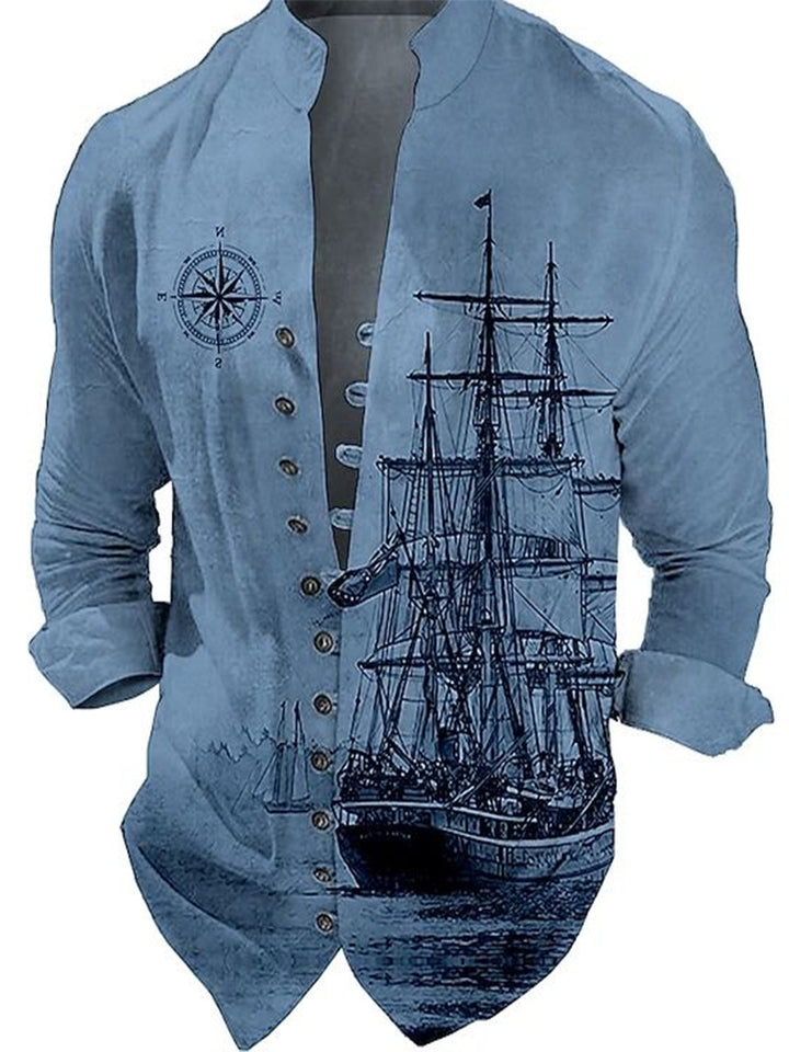 Men's vest with nostalgic maritime ship design Lisslune
