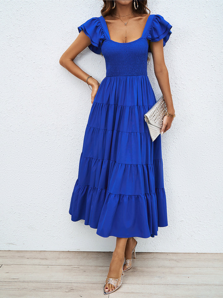 Ladies maxi dress with voluminous ruffle details and swinging skirt Lisslune