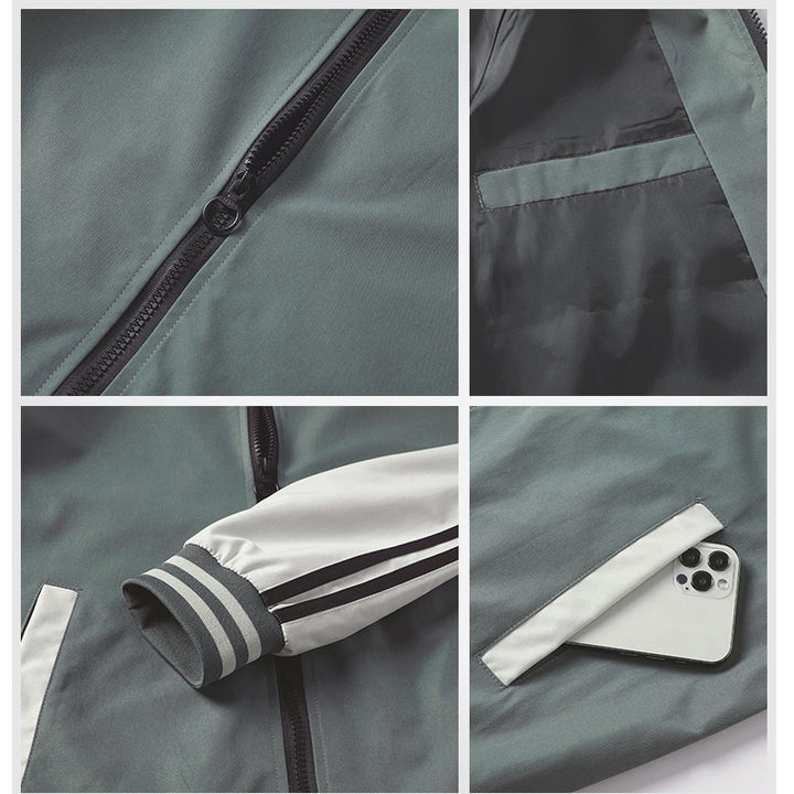 Men's Sporty Bomber Jacket with Contrasting Stripes Lisslune
