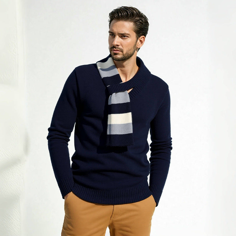 Men's Elegant Sweater with Modern Shawl Collar and High-Quality Craftsmanship Lisslune
