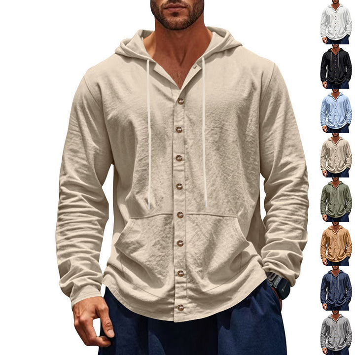 Men's hoodie jacket with button placket and practical pockets Lisslune