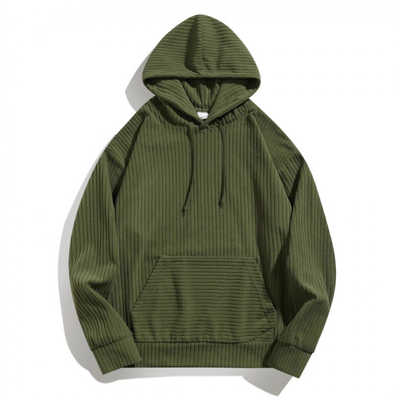 Men's casual hoodie with textured ribbed pattern and practical pockets Lisslune