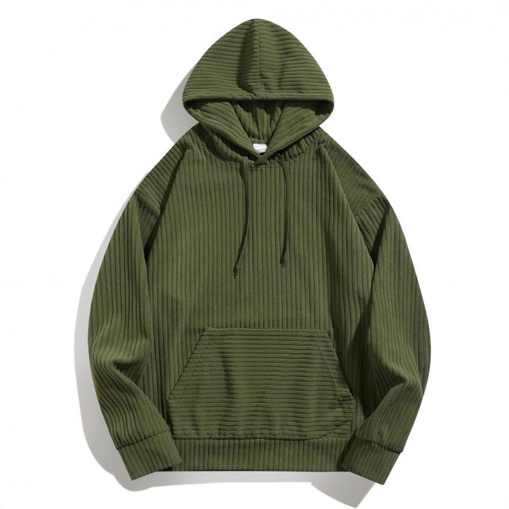 Men's casual hoodie with textured ribbed pattern and practical pockets Lisslune