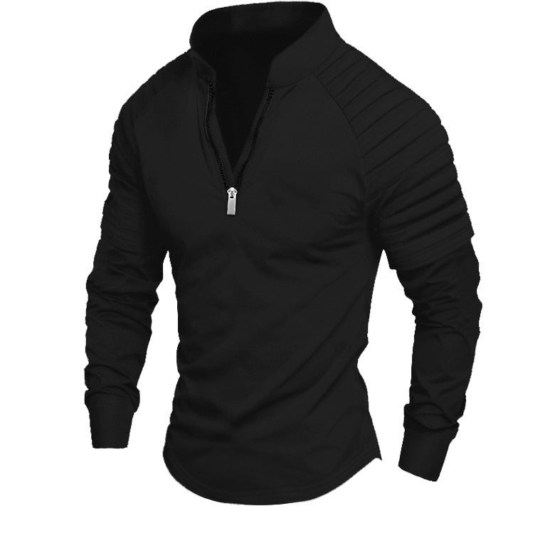 Men's training shirt with high collar and subtle zipper Lisslune