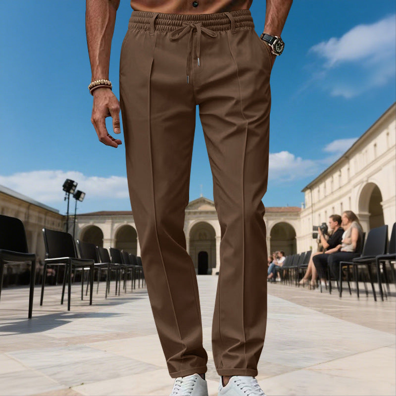 Men's elegant casual trousers with elastic waistband and modern pockets Lisslune