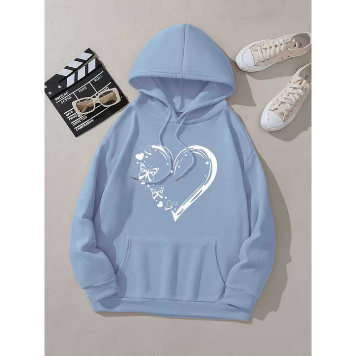 Women's hooded sweatshirt with floral heart and butterfly design Lisslune