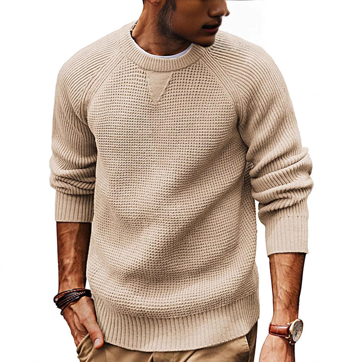 Men's casual knit sweater with textured fabric pattern and round neck Lisslune