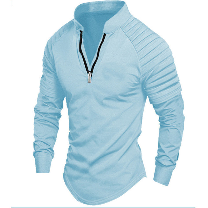 Men's sporty long-sleeve shirt with stand-up collar and zipper Lisslune