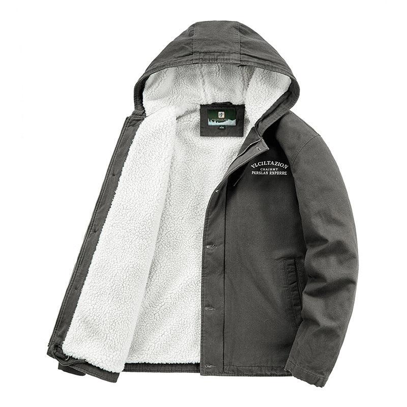 Men's Winter Jacket with Cozy Fleece Lining and Adjustable Hood Collar Lisslune