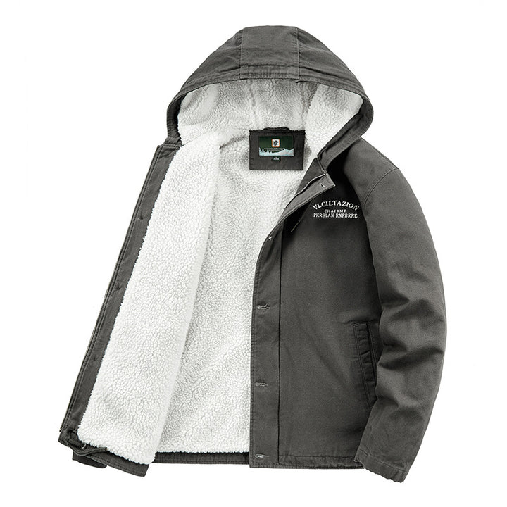 Men's Winter Jacket with Cozy Fleece Lining and Adjustable Hood Collar Lisslune