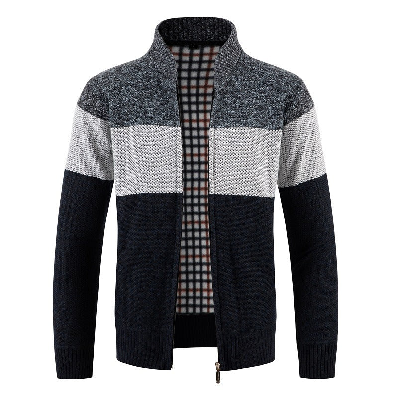 Men's fashionable cardigan with contrasting stripes and quilted inner lining Lisslune