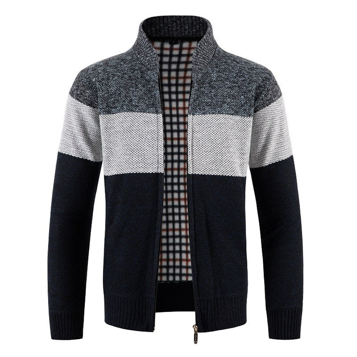 Men's fashionable cardigan with contrasting stripes and quilted inner lining Lisslune