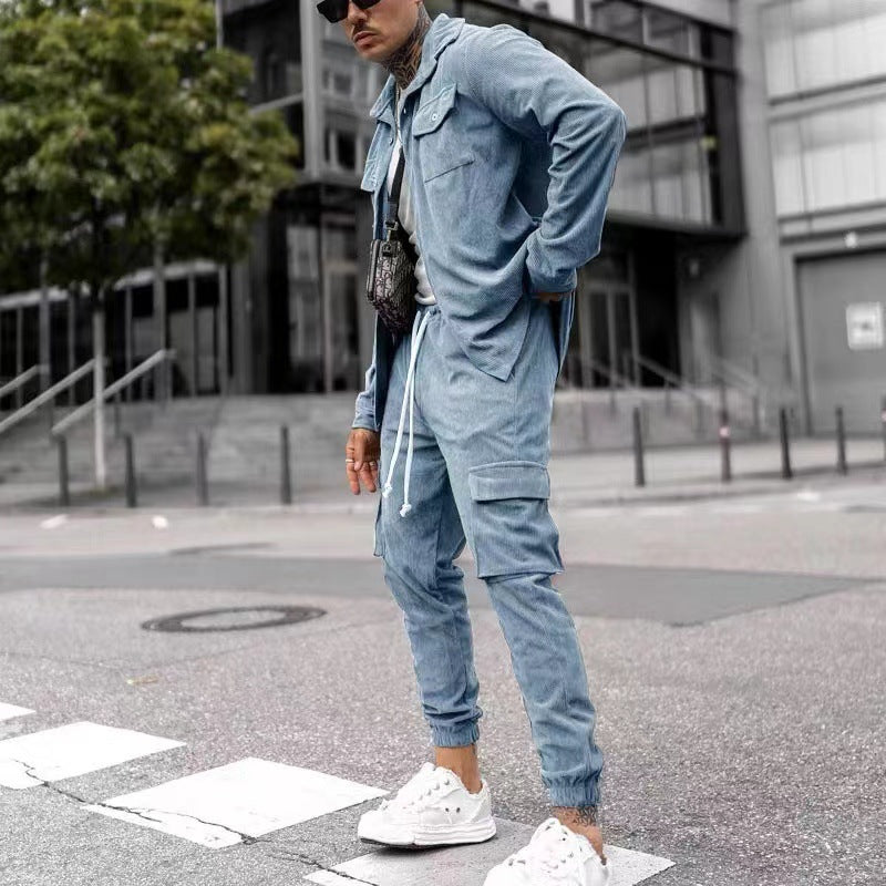 Men's stylish cargo pants with practical cut and casual jacket Lisslune