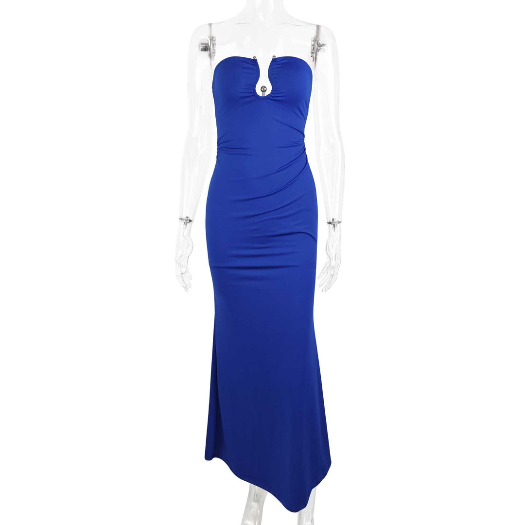 Damen Elegantes trägerloses Maxikleid mit raffiniertem Schlüssel-Ausschnitt und figurformendem Schnitt Lisslune