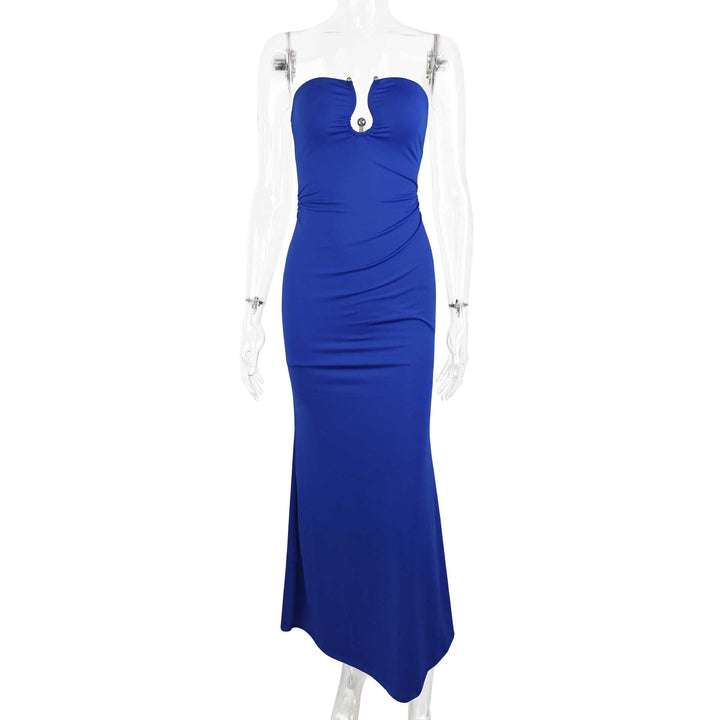 Damen Elegantes trägerloses Maxikleid mit raffiniertem Schlüssel-Ausschnitt und figurformendem Schnitt Lisslune