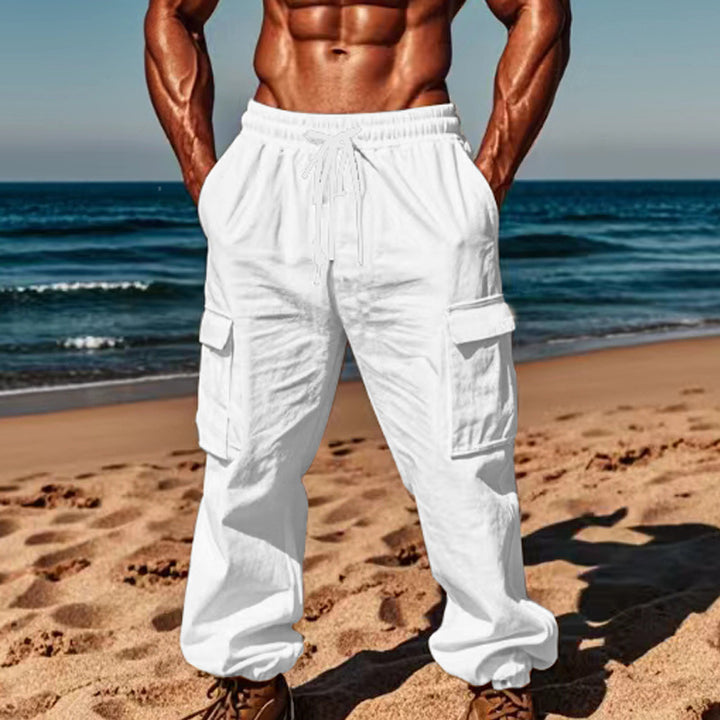 Men's cargo pants with elastic waistband and practical side pockets Lisslune