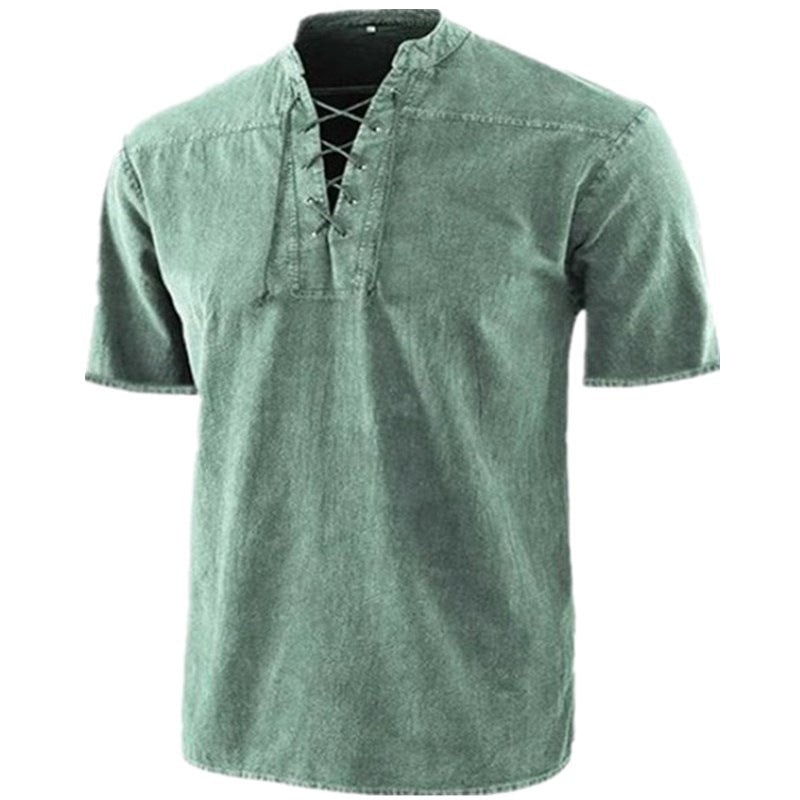 Men's short-sleeve shirt with striking lacing detail Lisslune