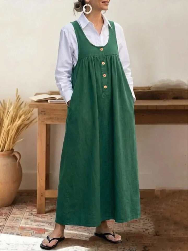 Women's maxi dress with button and pocket details Lisslune